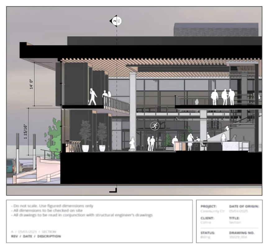 Prancha de documentação de arquitetura gerada no LayOut do SketchUp