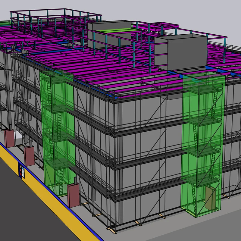 Equipe explorando o modelo 3D da obra no SketchUp