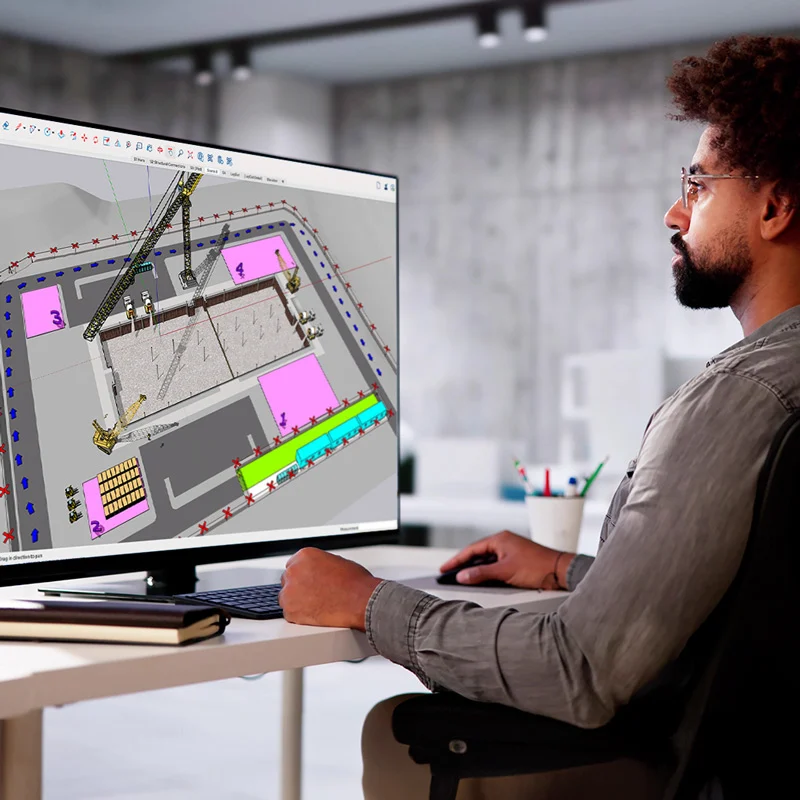Modelo construtivo detalhado para planejamento de obra no SketchUp