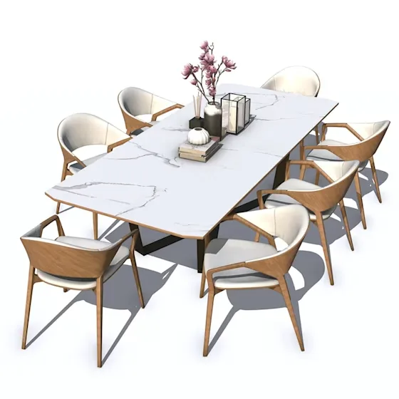 Mesa de jantar com cadeiras modelada no SketchUp