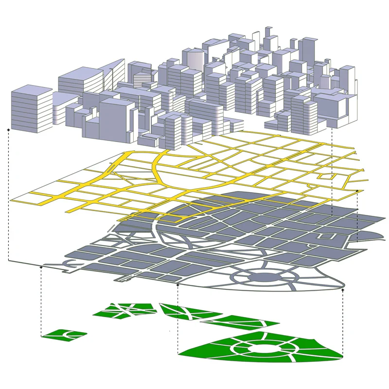 Visualização de proposta urbana apresentada em 3D no SketchUp