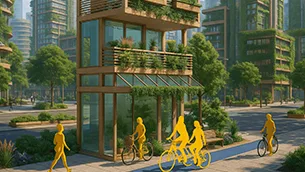 Cidade sustentável modelada em 3D no SketchUp